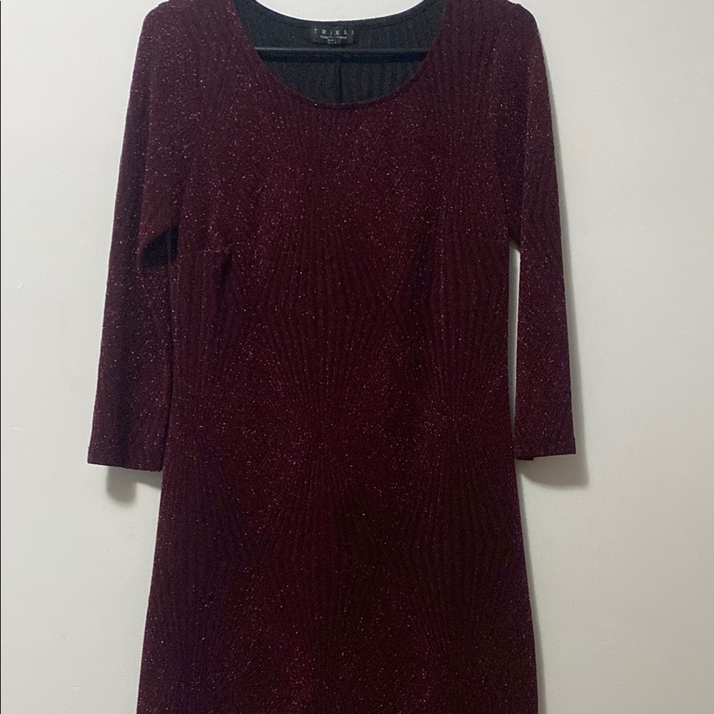Trixxi Black Sheath Dress with 3/4 Sleeves Scoop Neck